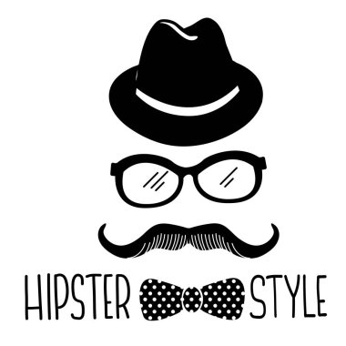 Hippi tarzı grafiksel sembol. Vektör siyah hipster çizimi