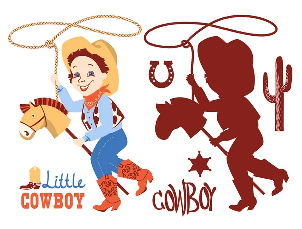 Cowboy baby set festa di compleanno. Elementi occidentali isolati — Vettoriale Stock