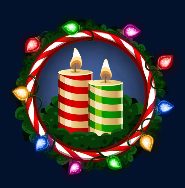 Velas de Navidad en marco — Vector de stock