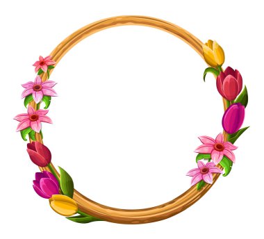 Beyaz izole bahar çiçekli çerçeve