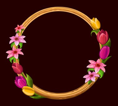 Karanlık izole bahar çiçekli çerçeve