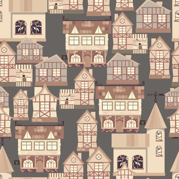 中世纪城市无缝模式 — 图库矢量图片