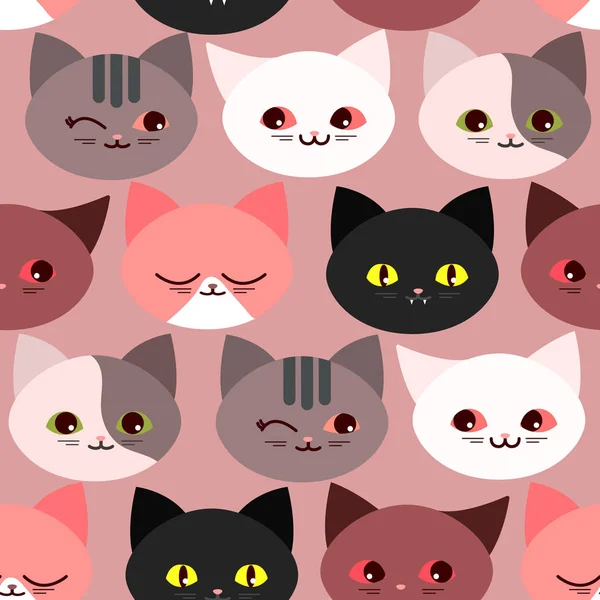 おかしい猫とのシームレスなパターン — ストックベクタ