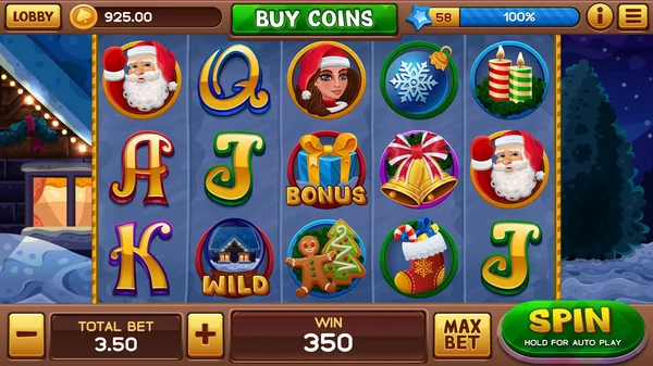 Fundo de Natal para jogo de slots — Vetor de Stock