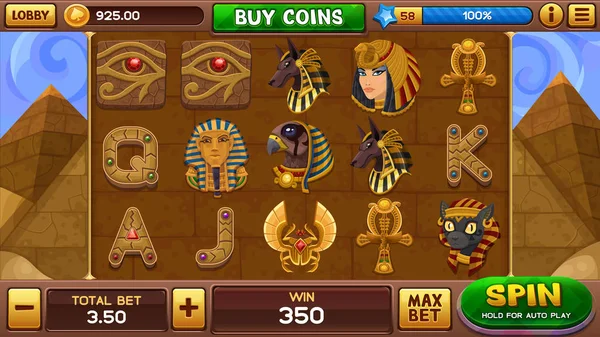 Sfondo egiziano per gioco di slot — Vettoriale Stock