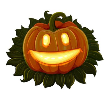 Cadılar Bayramı Balkabağı gülümsüyor. Beyaz arka plan üzerinde izole