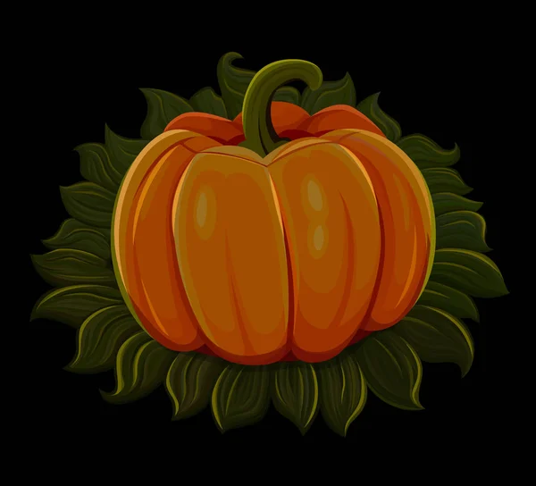 Calabaza de Halloween. Aislado sobre fondo negro — Vector de stock