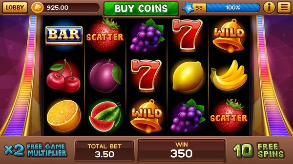 Gratis spel skärm för slots spel — Stock vektor