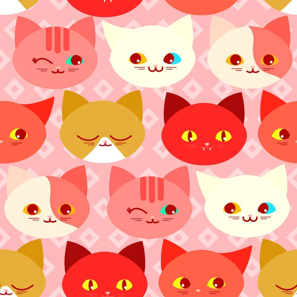 Seamless pattern with funny cats — Stock Vector