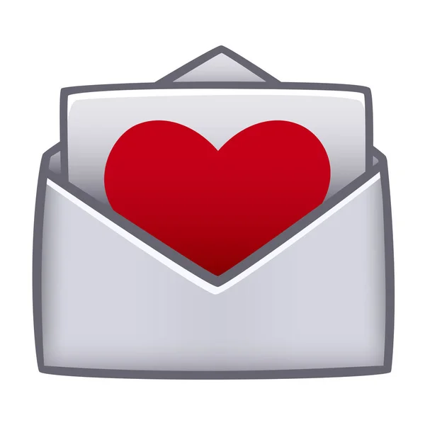 White Isolated on white envelope icon with heart — Stock Vector