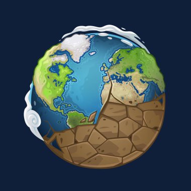 Dünya gezegeni kurur. Karanlıkta izole edilmiş.