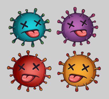 Coronavirus yüzlü ölü karakterler. Vektör illüstrasyonu