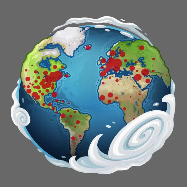 Планета Земля Заражена Вирусом Векторная Иллюстрация — стоковый вектор