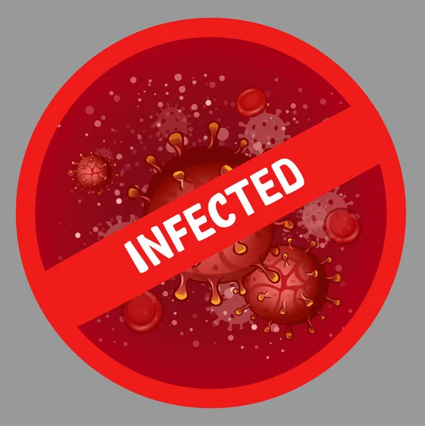 Uyarı Virüsünü Metne Bulaşmış Olarak Imzala Vektör Illüstrasyonu — Stok Vektör