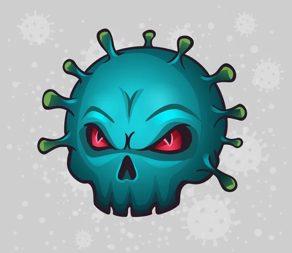 Coronavirus Forma Cráneo Ilustración Vectorial — Vector de stock