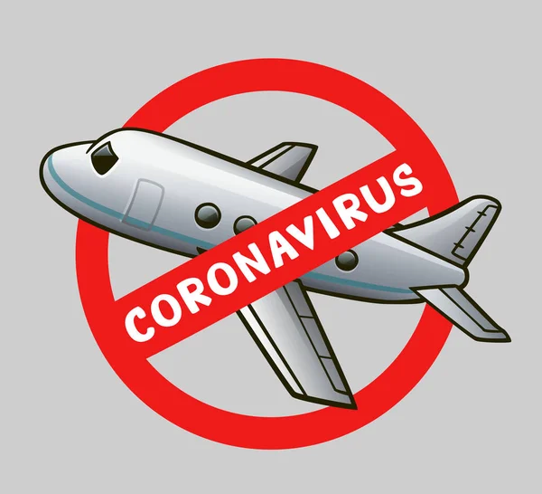 Avión Tachado Con Las Palabras Coronavirus Ilustración Vectorial — Vector de stock