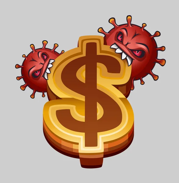 Virus Mangiano Simbolo Del Dollaro Illustrazione Vettoriale Illustrazione Stock