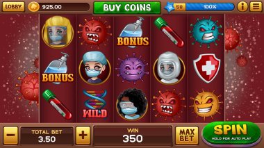 Doktorlar ve koronavirüsle kumar. Vektör illüstrasyonu