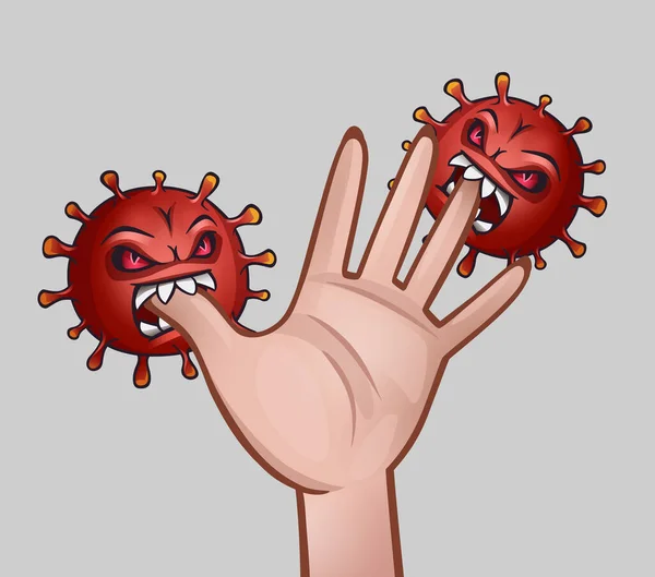 Virus Bijt Hand Vectorillustratie — Stockvector