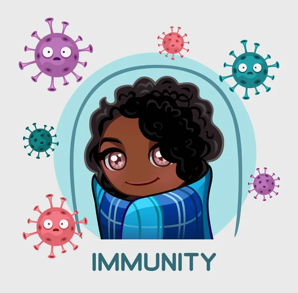 Chica Defensa Inmunidad Ilustración Vectorial — Vector de stock