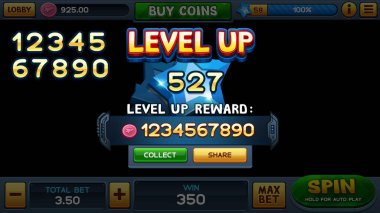 Slot oyunu için ekranı yükselt. Vektör illüstrasyonu