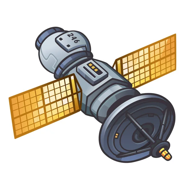 Satelliet Pictogram Voor Ruimte Spel Vectorillustratie — Stockvector