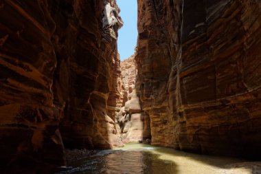 Scenic cliffs of Wadi Mujib creek in Jordan clipart