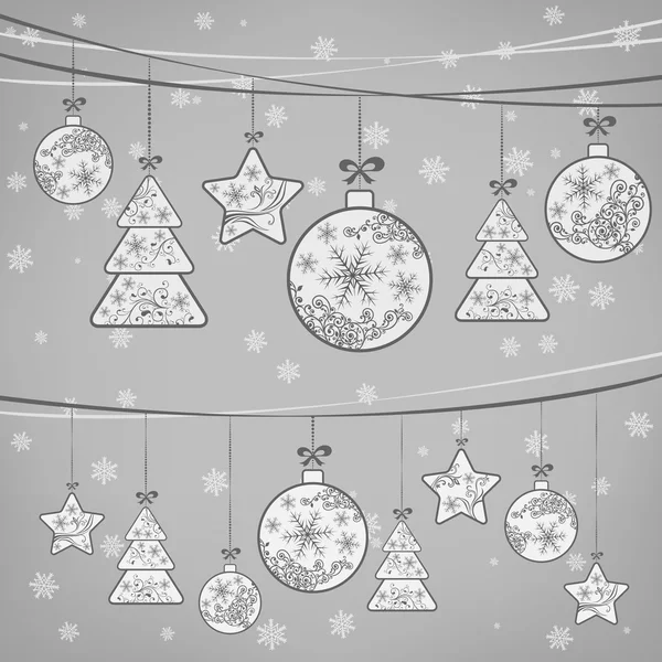 Kerst ornament decoratie op grijs — Stockvector