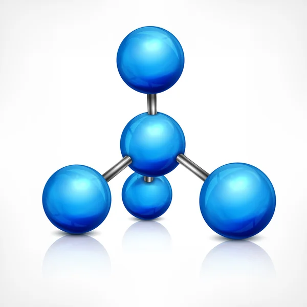 Molecola in blu su bianco — Vettoriale Stock