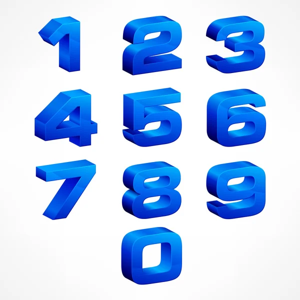 Alphabet isometric numbers in blue — Stock Vector