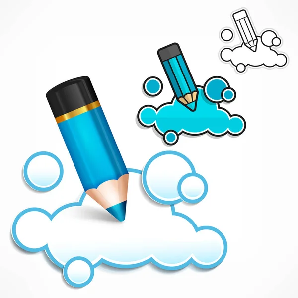 Pencil and cloud speech bubble on white — Stock Vector