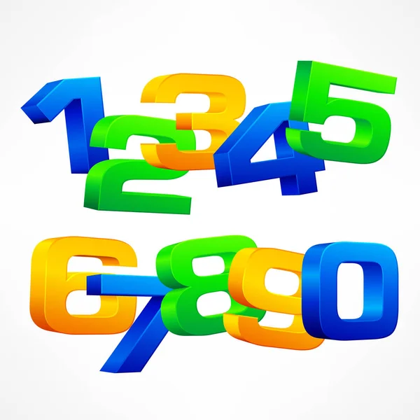 Números isométricos del alfabeto de color — Vector de stock