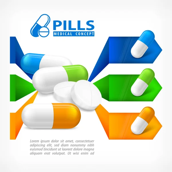 Medical pill infographic on white — Stock Vector