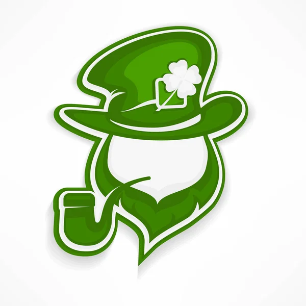 Duende con pipa en blanco — Vector de stock