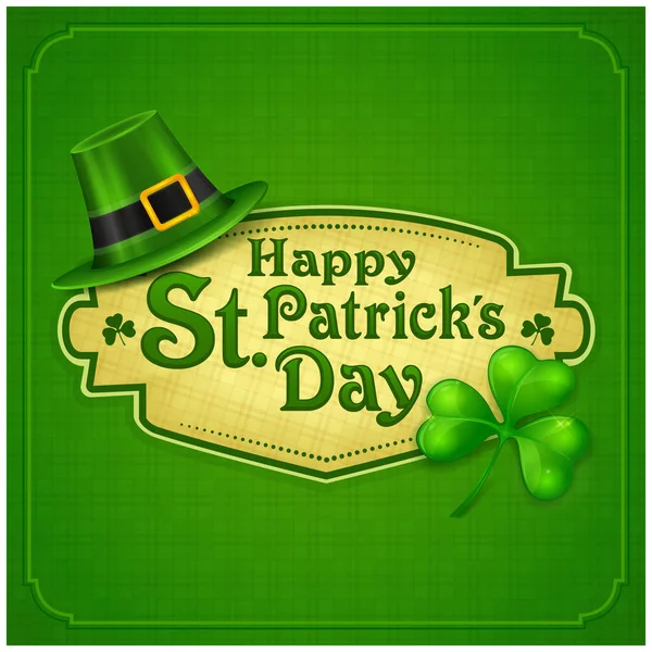 Cartaz verde de St. Patrick Day — Vetor de Stock