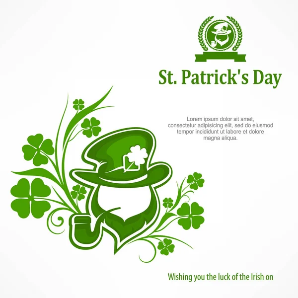 Leprechaun lucky symboler. Text — Stock vektor