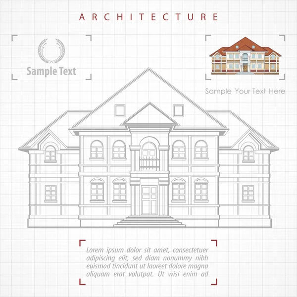 Plan architektoniczny budynku ze specyfikacją — Wektor stockowy