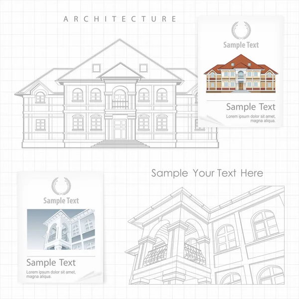 Architekturplan des Gebäudes mit Spezifikation Stockillustration