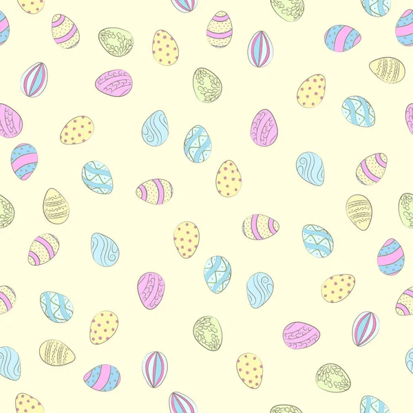 Pequeños huevos de Pascua patrón inconsútil color — Vector de stock