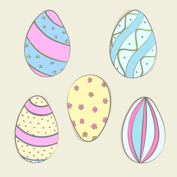 Color dibujado a mano Huevos de Pascua — Vector de stock