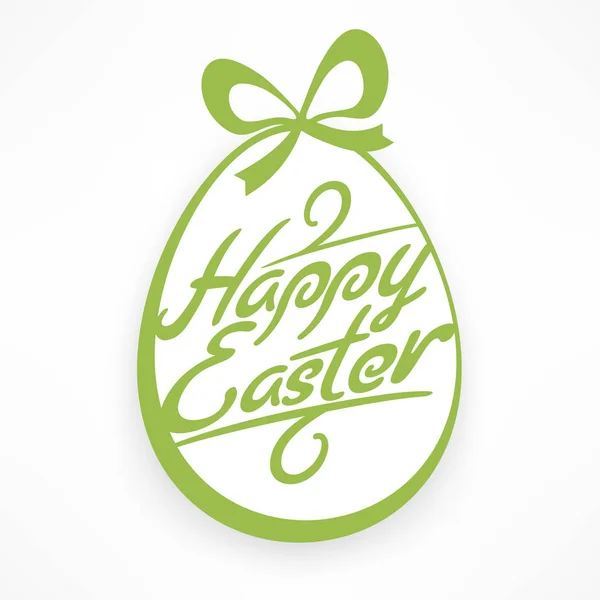 Fehér húsvét tojás zöld betűkkel íj — Stock Vector