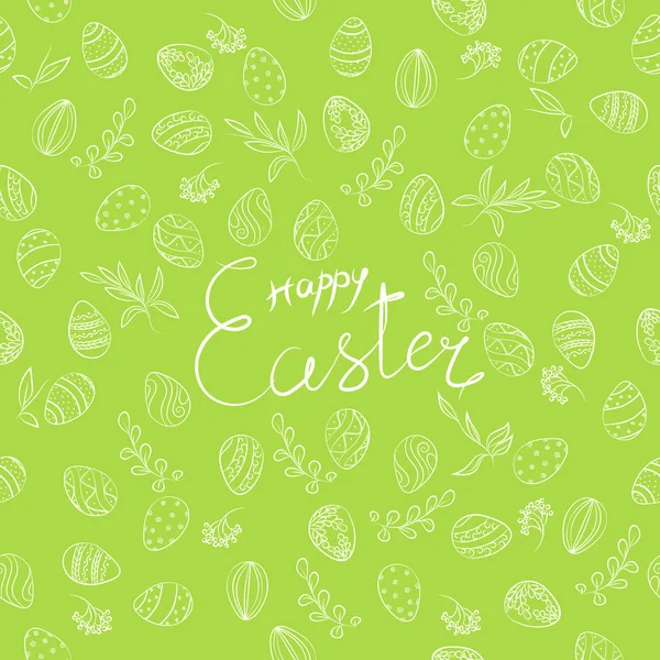 Easter floral pattern with lettering in green — Stock Vector