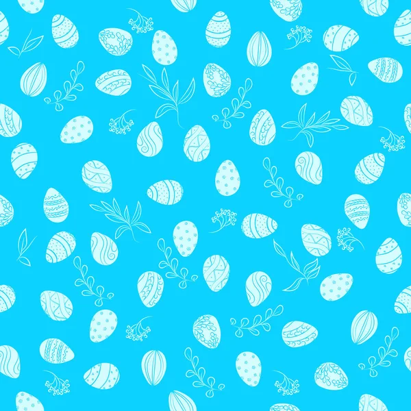 复活节蛋花图案蓝色 — 图库矢量图片