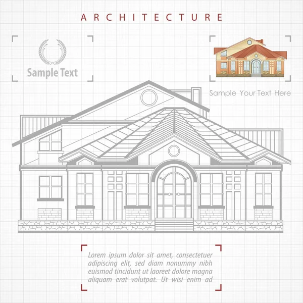 Architekturplan des Gebäudes mit Spezifikation — Stockvektor