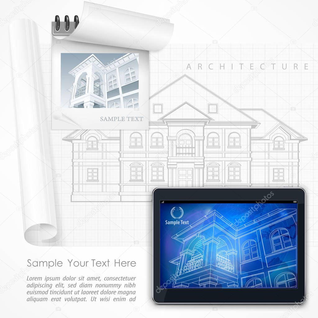 Architectural detailed plan at tablet