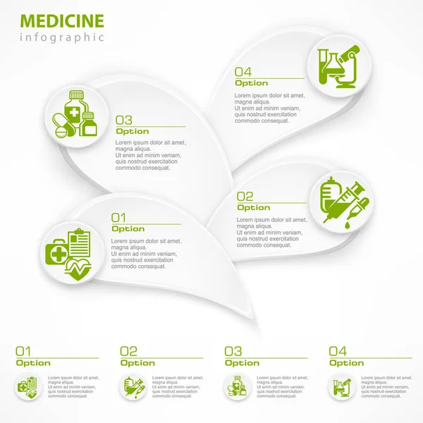 Elementos médicos de infografía verde — Archivo Imágenes Vectoriales