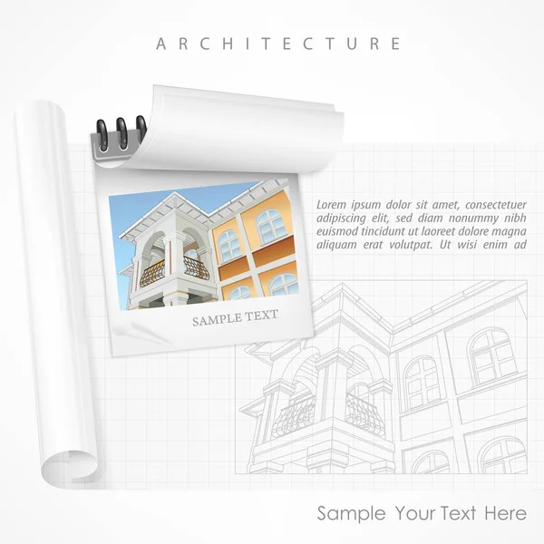 Architektonischer Detailplan auf Papier lizenzfreie Stockillustrationen