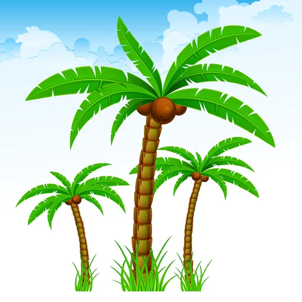 Tropiske palmer igen himmel – Stock-vektor