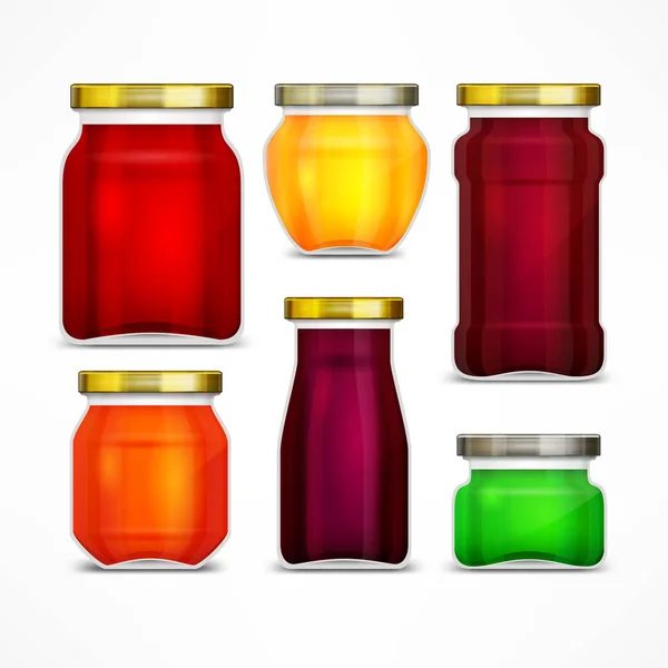 Set of jars with jam — Stock Vector