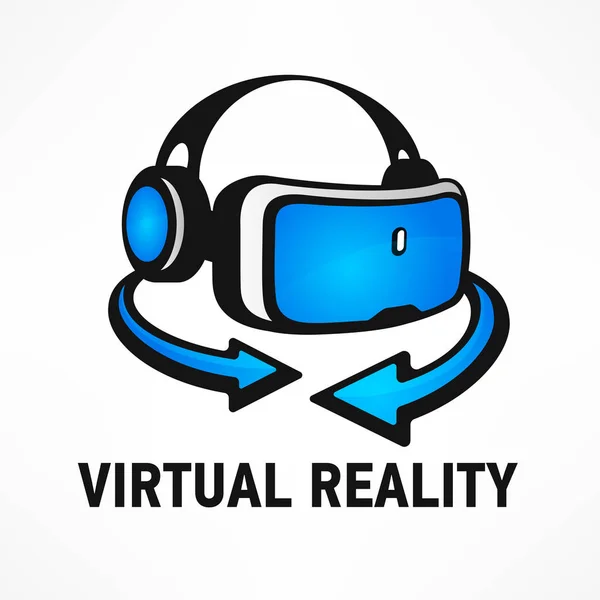 Realtà virtuale occhiali concetto in blu — Vettoriale Stock